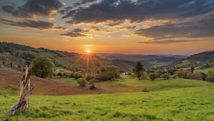 sunset in the mountains