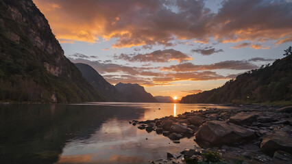 sunset over the lake