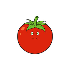 Vector Tomato Illustration with White Background – Clipart, Cartoons, Line Art Design,  Create a vibrant tomato vector illustration for your projects with a white background