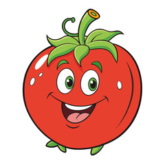 Vector Tomato Illustration with White Background – Clipart, Cartoons, Line Art Design,  Create a vibrant tomato vector illustration for your projects with a white background