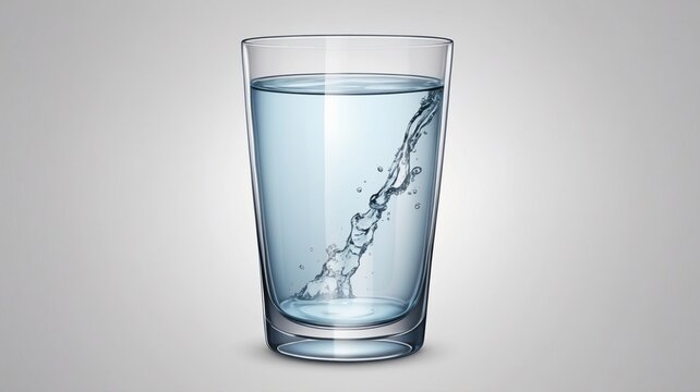 Refreshing Glass of Water with Dynamic Splash Crystal Clear Beverage Hydration Concept Minim