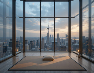 Fototapeta premium Urban Serenity – Stunning Meditative Space Illustrations for Mindfulness in the City