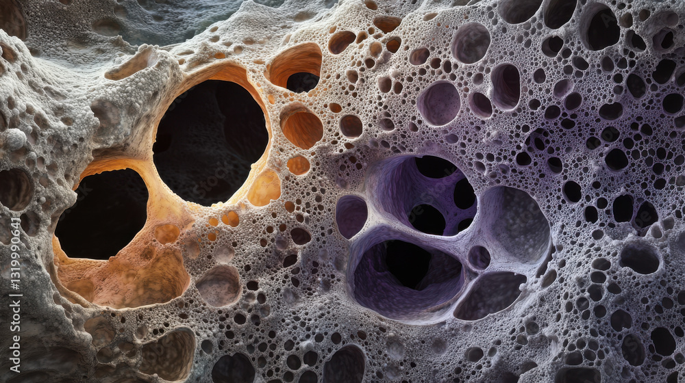 Poster abstract organic texture with colorful circular patterns and complex surface structure in dynamic li