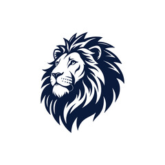 lion, lion face silhouette logo vector line art logo design