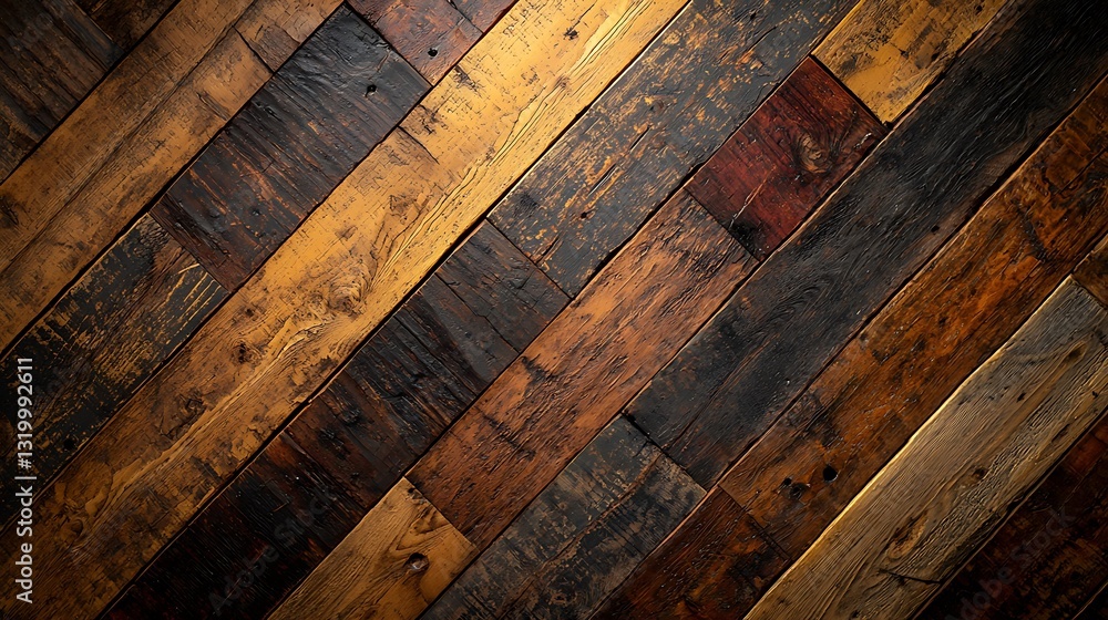 Poster rustic wood diagonal planks background texture