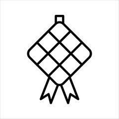 Ketupat Icon Symbol isolated white background. vector illustration. color editable.