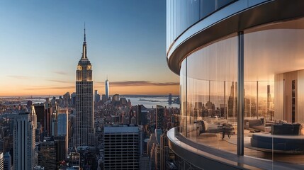 Luxury Penthouse with Breathtaking NYC Skyline View at Sunset