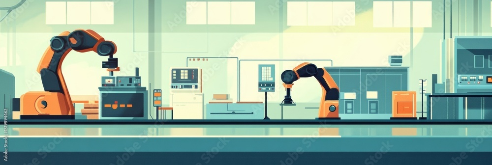 Aufkleber Revolutionizing production with automated robotic machines and AI in an innovative factory setting