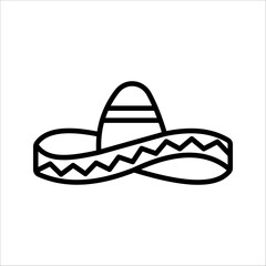 mexican hat Icon. Symbol isolated white background. vector illustration. color editable.
