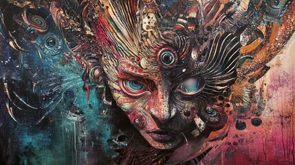 Surreal Abstract Face Portrait: A Digital Fantasy Painting