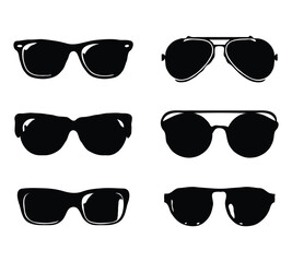 set of sunglasses silhouette vector