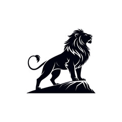 lion, lion face silhouette logo vector line art logo design