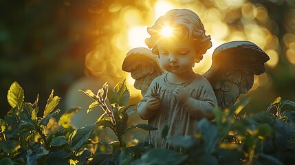 Serene Angel Statue in Sunlight