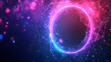 Obraz premium Glowing blue space art with bright star circles