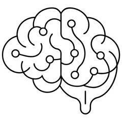 Brain Design Silhouette Logo - Hand Drawn Minimalist Vector Illustration, Clipart, Cartoons, Minimalist brain design silhouette logo for branding, vector art, and digital product use.