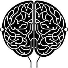 Brain Design Silhouette Logo - Hand Drawn Minimalist Vector Illustration, Clipart, Cartoons, Minimalist brain design silhouette logo for branding, vector art, and digital product use.