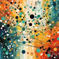 Abstract colorful swirls, dots, background; vibrant art, home decor