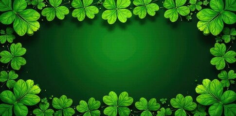 Intricate shamrock frame, deep green background, backdrop, holiday