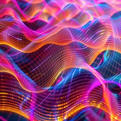 Obraz premium Abstract colorful waves, digital art, vibrant background, technology concept