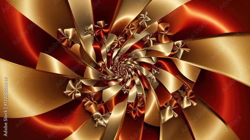 Poster spiral ribbons and bows design with a clear center for text and logos in warm colors