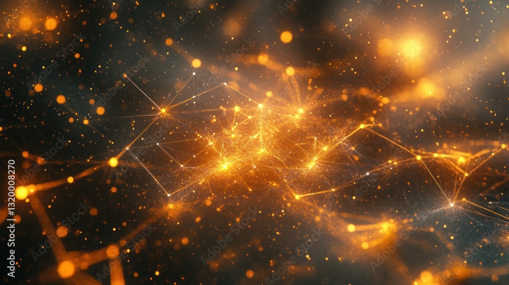 Aufkleber abstract cosmic network: glowing nebula with interconnected nodes