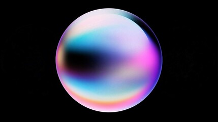 Blue Glass Sphere Illustration with Shiny Reflection and Bubbles in Water