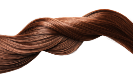 Straight long brown hair from back view, hair styling, isolated on transparent background.