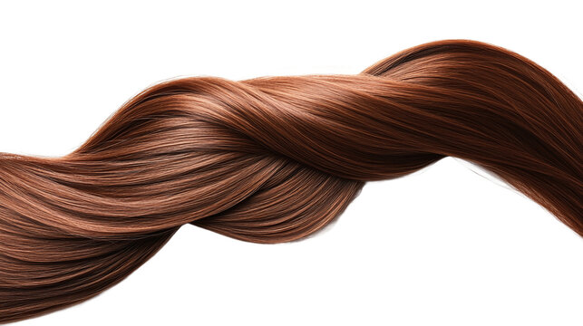 Straight long brown hair from back view, hair styling, isolated on transparent background.