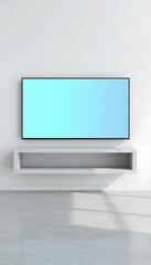 Fototapeta premium Concrete Shelf Tv Modern Empty Room White Background.3D Rendering