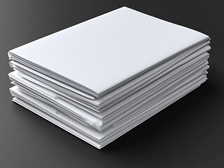 Stack of Blank White Paper Sheets for Printing on Black Surface