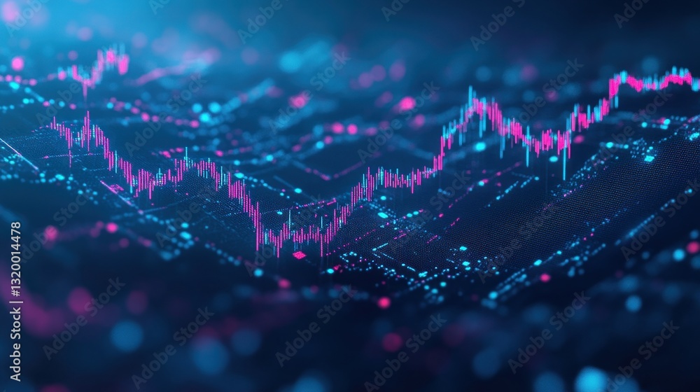 Aufkleber abstract stock market data visualization: dynamic 3d graph of financial trends