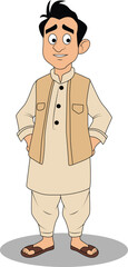 indian village men cartoon character design