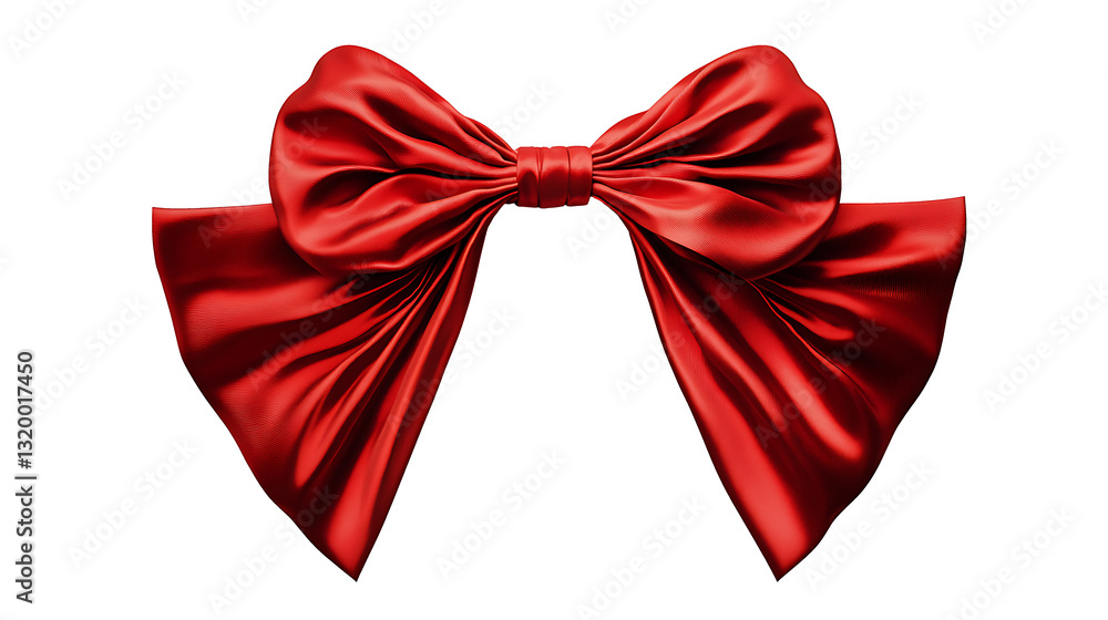 Poster a bright and glossy red satin ribbon tied into a bow with a smooth texture perfect for wrapping gift