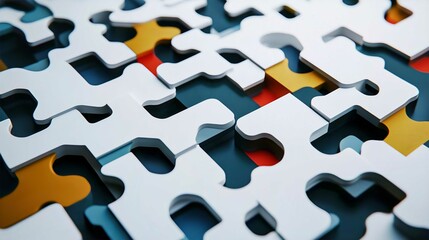 Business Team Assembling Jigsaw Puzzle Pieces for Success