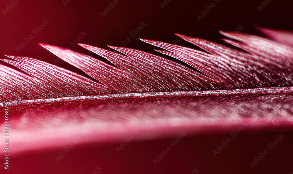 Poster close-up of a vibrant red leaf with intricate textures and sharp edges