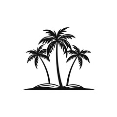 Palm Tree Island Icon Vector Illustration - Cartoon Clipart Line Art Design, Vector palm tree island icon for digital design, perfect for cartoons, clipart, and art.