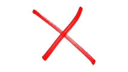 Cross brush hand drawing, red cross brush drawing Animation of drawing marker cross. Concept of cancel, x, negation, don’t, forbidden, prohibited. with alpha channel - Powered by Adobe
