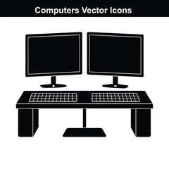 Fototapeta premium Digital Innovation Icons A Visual Guide to Computer Technology.