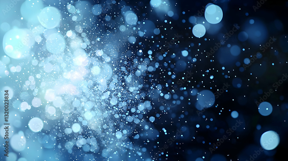 Poster abstract blue bokeh background with sparkling lights and soft blur effect for festive designs