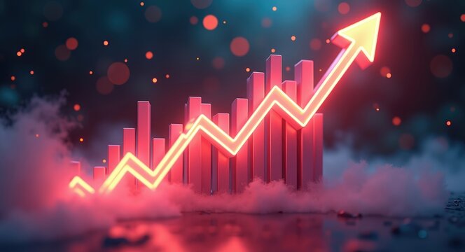 Growth business strategy arrow idea on success target enhancement backdrop with rising development graph profit or innovative goal attainment leadership advancement and financial market trajectory.