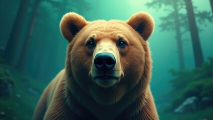 Fototapeta premium Head of cartoon grizzly bear