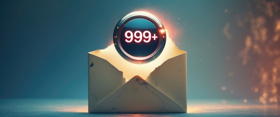 Inbox overload - envelope featuring a notification bubble badge indicating there are unread emails awaiting response.