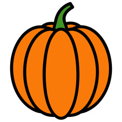 Pumpkin Squash for Halloween and Thanksgiving Flat Color Icon Vector Illustration for Apps, Flat color pumpkin squash icon for Halloween and Thanksgiving, perfect for apps and websites 