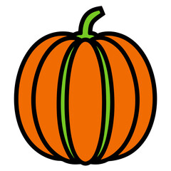 Pumpkin Squash for Halloween and Thanksgiving Flat Color Icon Vector Illustration for Apps, Flat color pumpkin squash icon for Halloween and Thanksgiving, perfect for apps and websites 