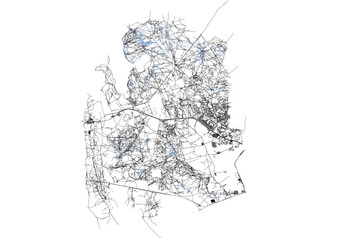vector map of highway and building in al shahaniya, qatar country white and black color