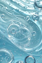 Background of hand sanitizer gel. Clear colored cream with a bubble texture. Close-up of a skincare hygiene product.