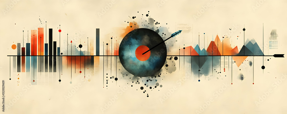 Poster abstract data visualization; progress, target
