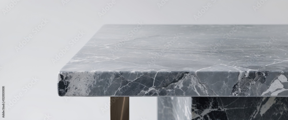 Poster grey marble table corner in the foreground used as a product display isolated against the background