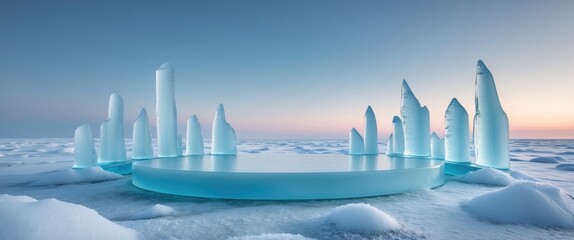 Obraz premium Ice platform for product mockup display or presentation. Advertising theme concept.