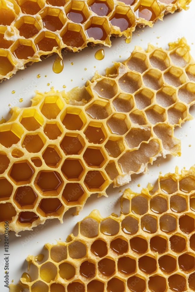 Poster closeup of honeycomb part isolated on background